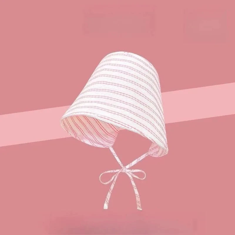 For Women Korean Striped Female Ma Outdoor Beach Fishermen Hat Large Foldable Bucket Hats with String