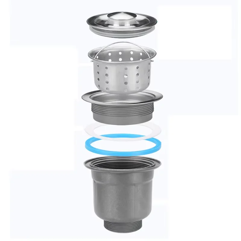 Kitchen Sink Drainer Water Hose Set Stainless Steel Single-slot Double-slot Sink Drainer Filter Accessories Deodorant Drain Pipe