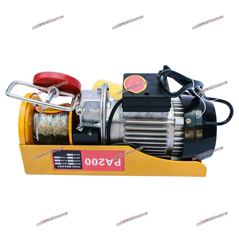 Wireless remote control miniature electric hoist, household small crane, wire rope lifting 220v