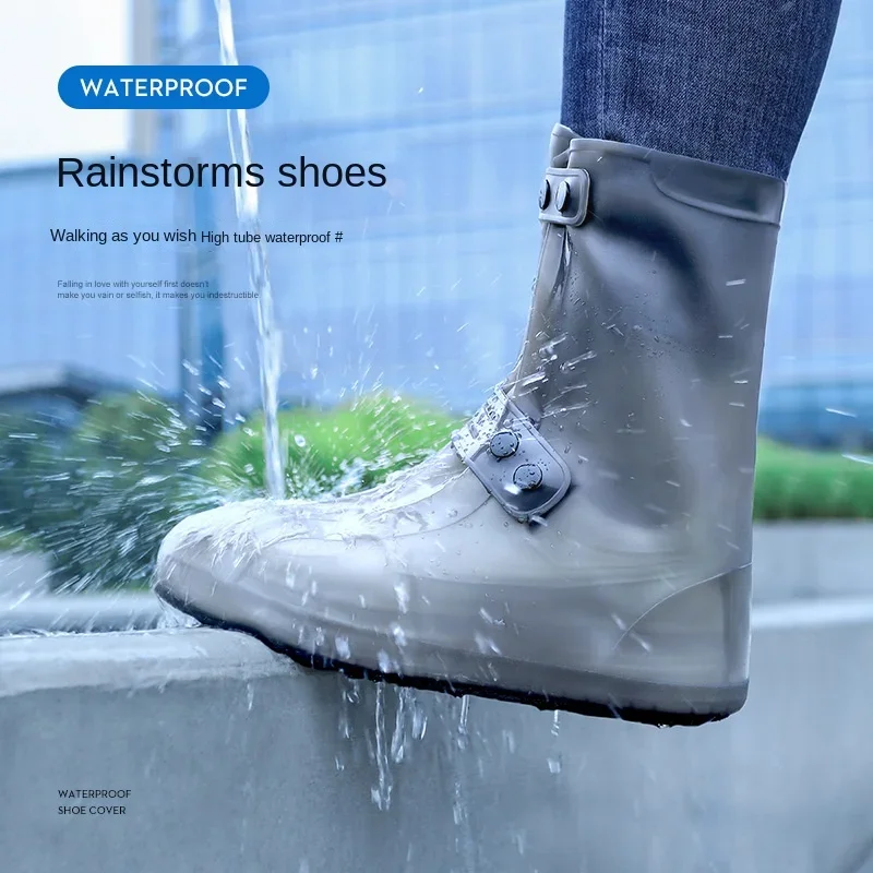 Waterproof Shoe Cover Silicone High Top Rain Boots Cover Non-slip Shoes Protector Outdoor Reusable Thickened Footwear WaterShoes