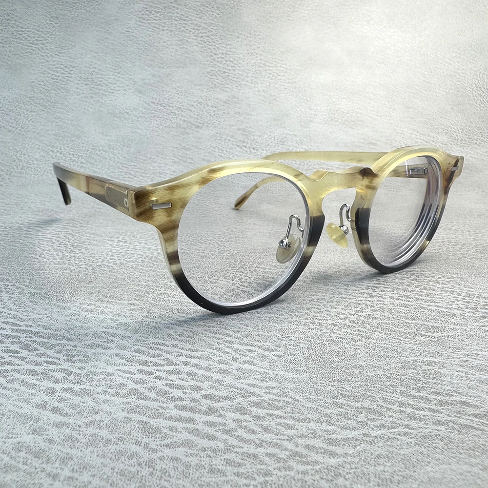

Man Glasses Frames Unique Vintage Retro Handmade Honey Black Horn Prescription Eyeglass Frames Myopia Optical Lenses Eyeglasses