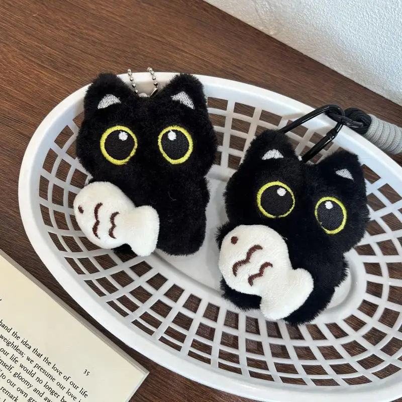 # # Llavero de gato negro de peluche, decoración colgante para bolso # # Kawaii muñeco de peluche juguete coche llavero accesorios parejas regalo # #
