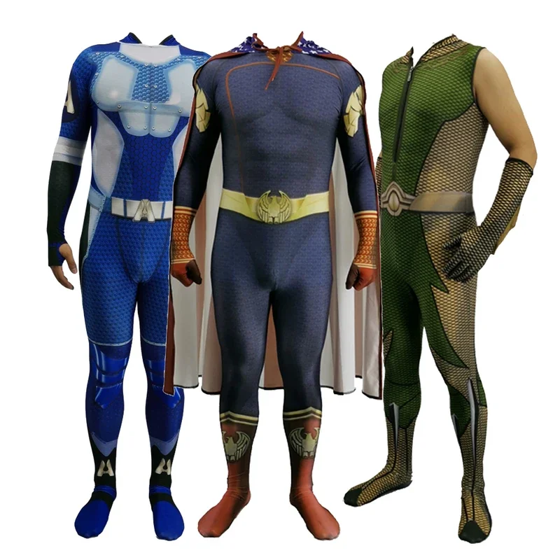 2024  Homelander The Deep Boys Cosplay Costume Halloween Costumes The Seven Homelander A-Train Super Hero Costumes Jumpsuits