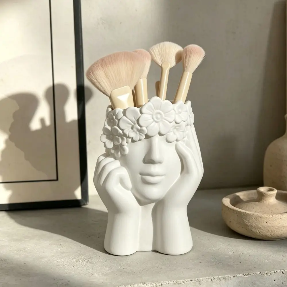 Funny Multifunctional Storage Box Ornaments Flower Vase Desk Decoration Creative Makeup Brush Holder Vanity