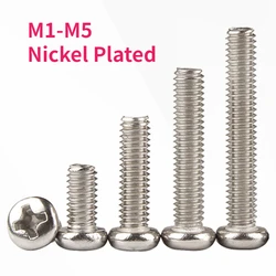 M1 M1.2 M1.4 M1.6 M1.7 M2 M2.5 M3 M3.5 M4 M5 Nickel Plated Cross Recessed Round Pan Head Pm Screw Phillips Screw