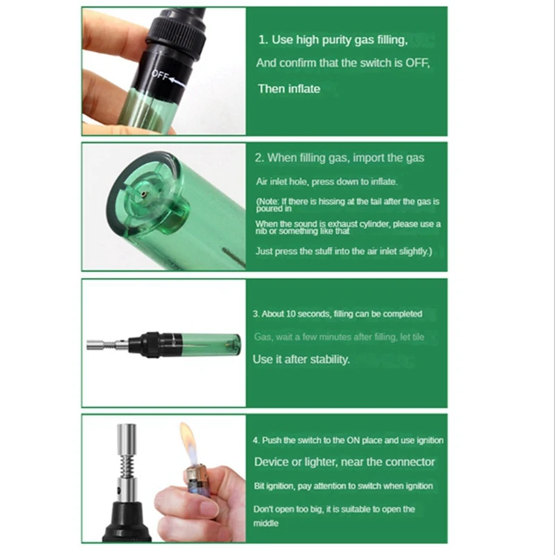 1300℃ Celsius Butane 4 In 1 Gas Soldering Iron Cordless Butane Gas Welding Pen Soldering Kit A+B