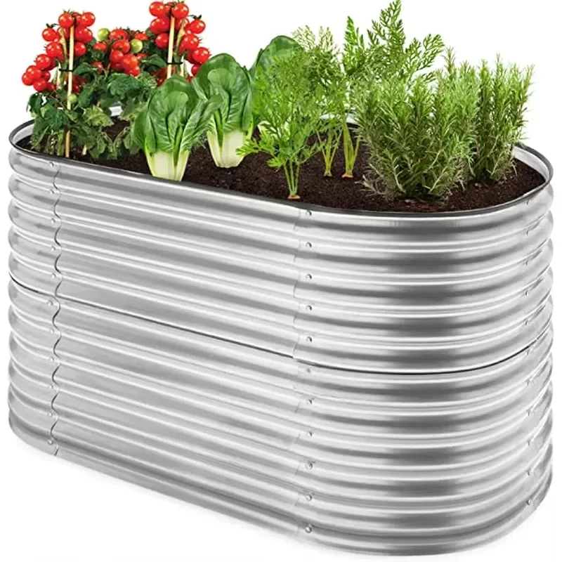 for Galvanized Planter for Vegetables 9 in 1 Large Metal Raised Bed Gardening Kit for Outdoors 32 Inch Tall Size Hot Sale