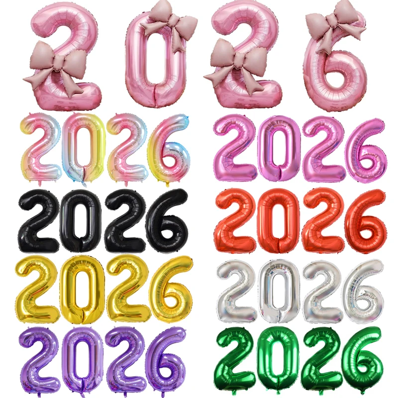

32/40Inch 2026 Balloons Digital Foil Balloon New Year Ballon Christmas Chinese Spring Festival Decor Navidad Party Favor Supply