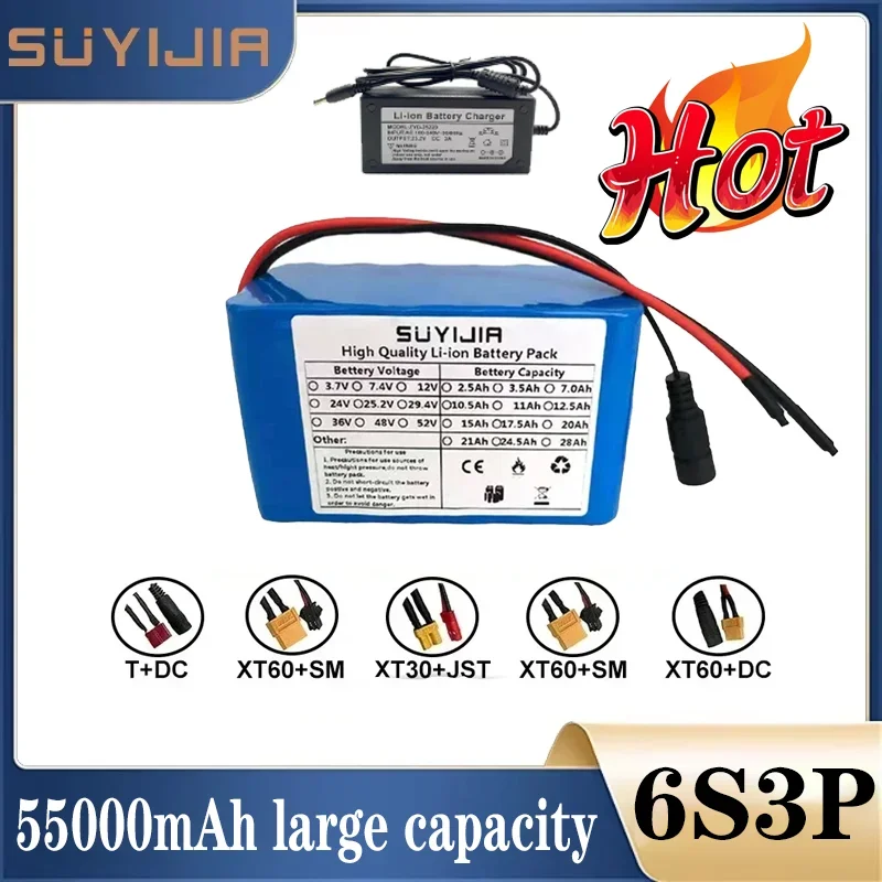 

SUYIJIA 18650 Rechargeable Li-ion Battery Pack 24V 10500mAh Suitable for Electric Bikes and Mopeds Built-in BMS+25.2V 2A Charger