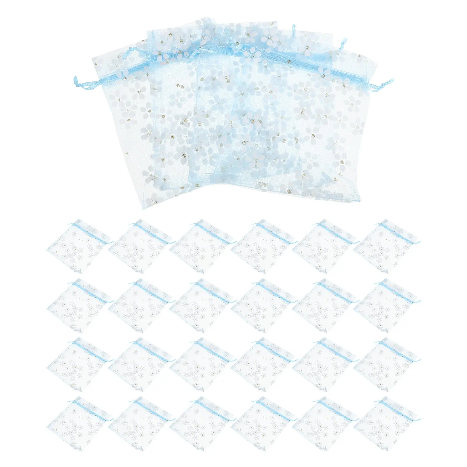 50Pcs Drawstring Organza Bags Silver Foil Sheer Wedding Favor Pouches Mini Jewelry Candy Packaging Small Mesh Party Gift Bags view 5