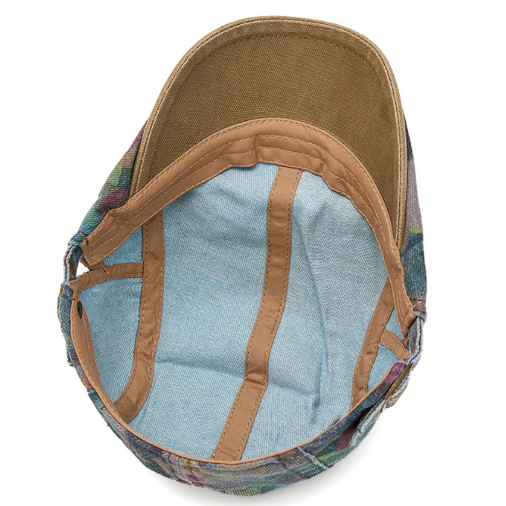HT5060 Baskenmützen für Alle Jahreszeiten Herren Damen Vintage Künstler-Malermütze 100% Baumwolle Ivy Flat Cap Verstellbare Tarnfarben-Baskenmütze – Detail 11