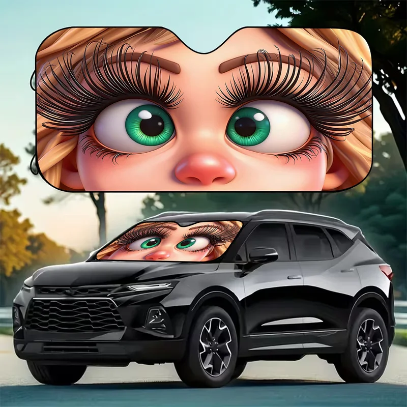 1Pcs Playful Cartoon Eyes Car Windshield Sun Shade, Easy Installation Shade, Playful Design