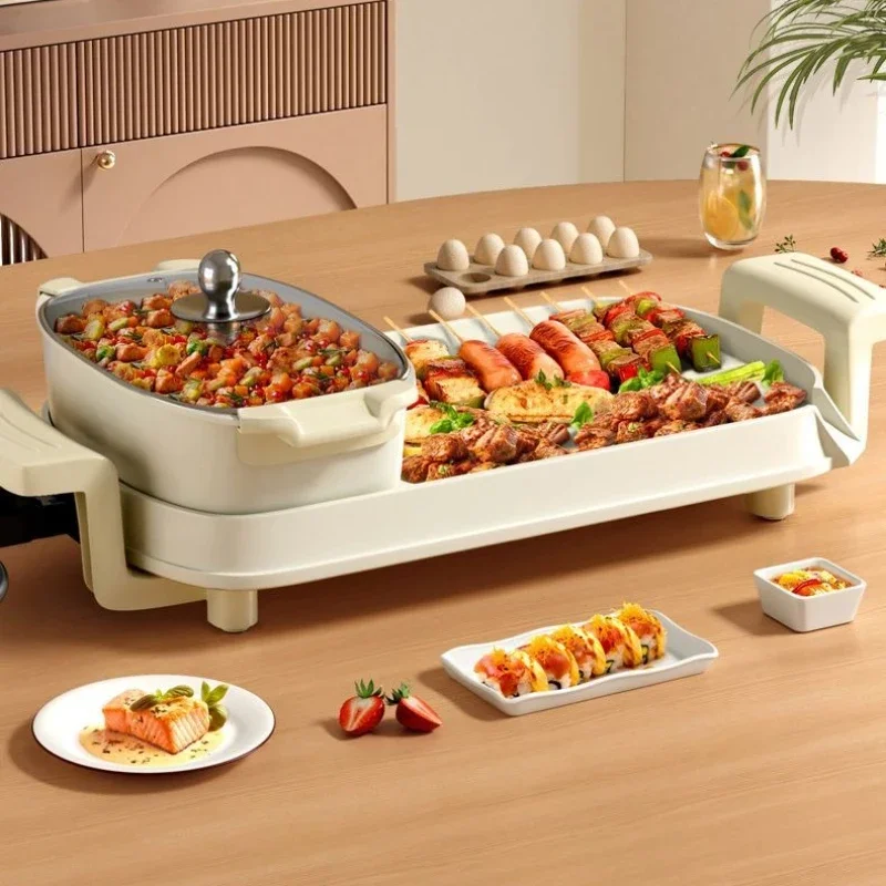 [القسم الأيسر والأيمن] وعاء متكامل للتحميص والشطف، فرن منزلي، وعاء قلي بدون دخاني، مقلاة خبز متعددة الوظائف