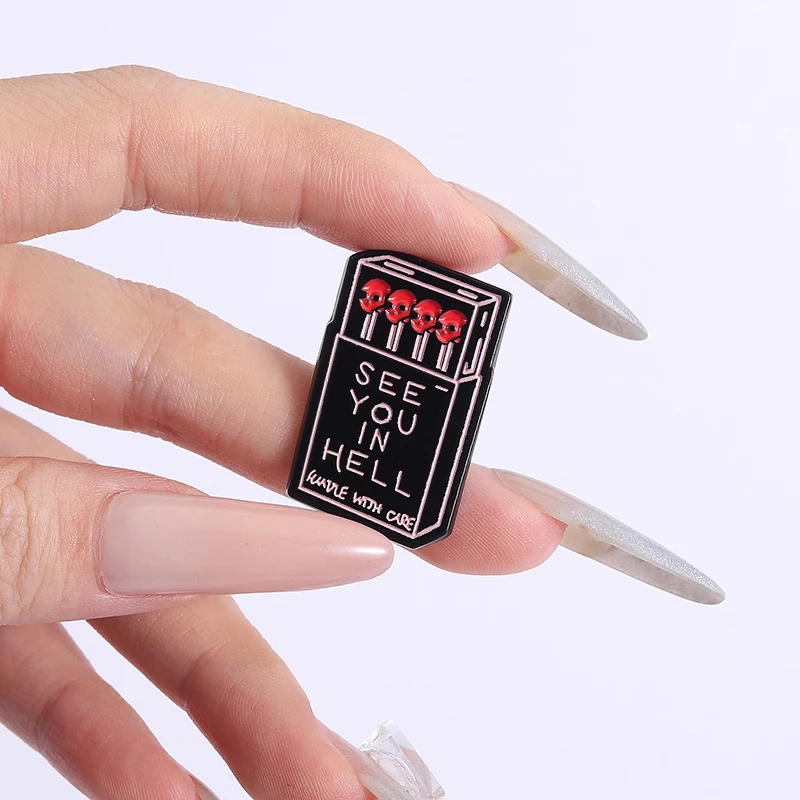 الرعب الهيكل العظمي مباريات المينا دبابيس مخصصة أراك في الجحيم علبة عود الثقاب دبابيس معدنية شارة التلبيب هدايا مجوهرات الهالوين #4