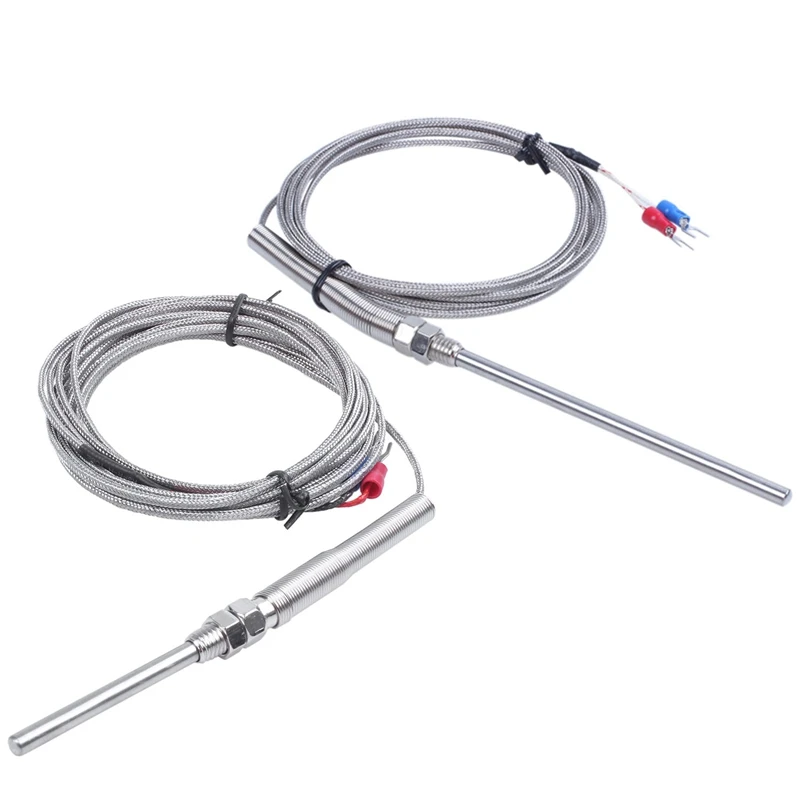 

K Type 0-800 Degree Celsius Thermocouple Probe Sensors 2M 6.5Ft & 50X5mm Cable 9.8Ft 3 Meters