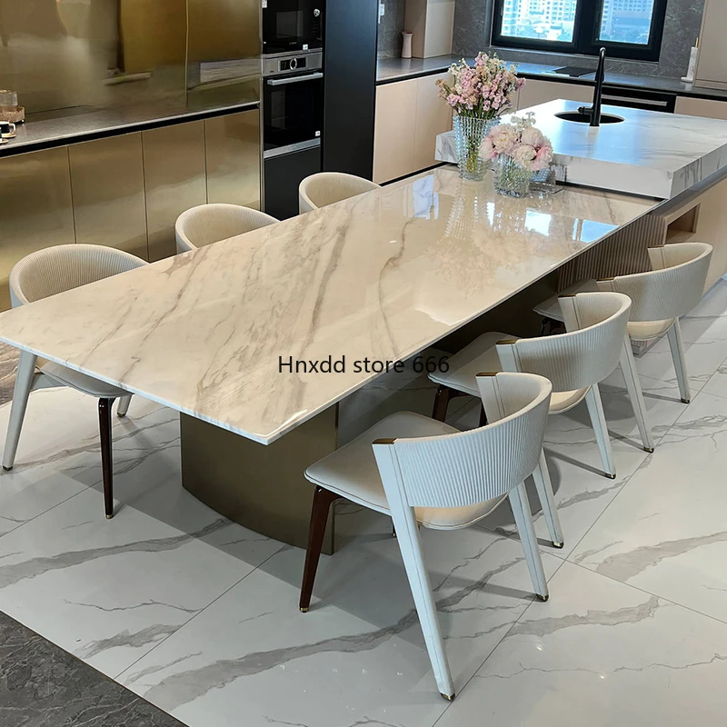 Italian minimalist natural marble jazz white dining table