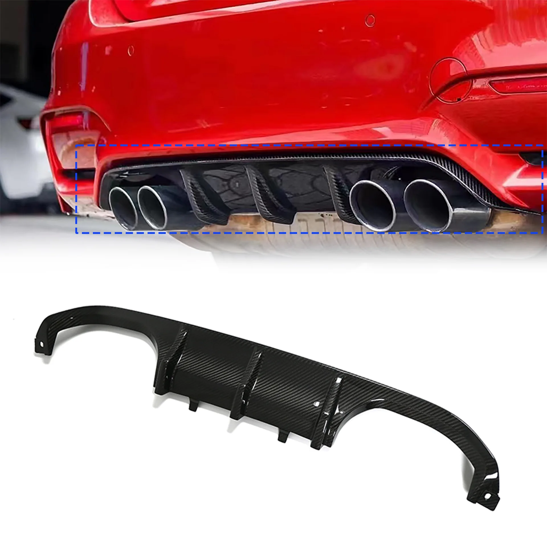 Factory Price M3 M4 F80 F82 F83 Rear Bumper Diffuser MP Style Carbon Fiber Diffuser for M3 M4 F80 F82 F83 Diffuser