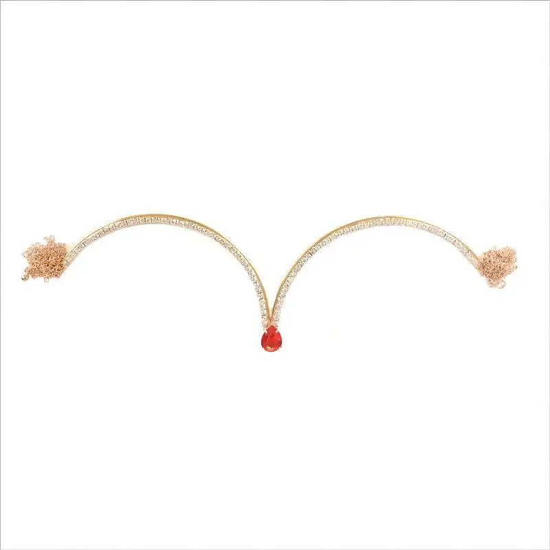 Fashionable and minimalist style curved water droplet rhinestone chest support party nightclub charm women\'s body chain jewelry