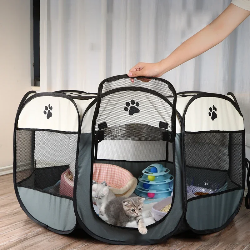 Octagonal Pet Tent Foldable Portable Oxford Cloth Cat and Dog Nest Outdoor Easy Operation Large Dog Cages Cat Fences view 6