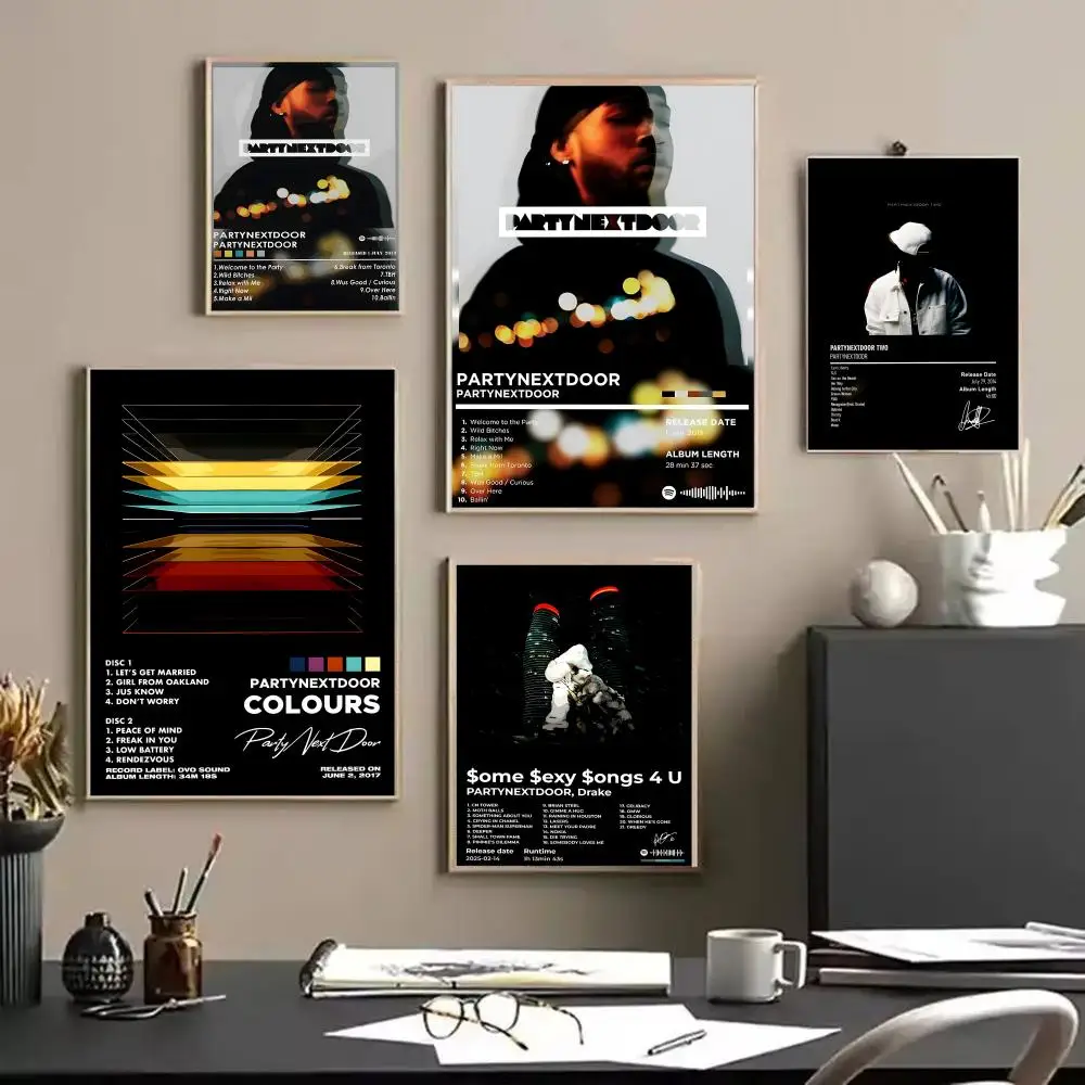 P_PARTYNEXTDOOR Album Painting Calligraphy Linen Canvas Poster Wall Prints for Living Room Bedroom Office Home Decoration