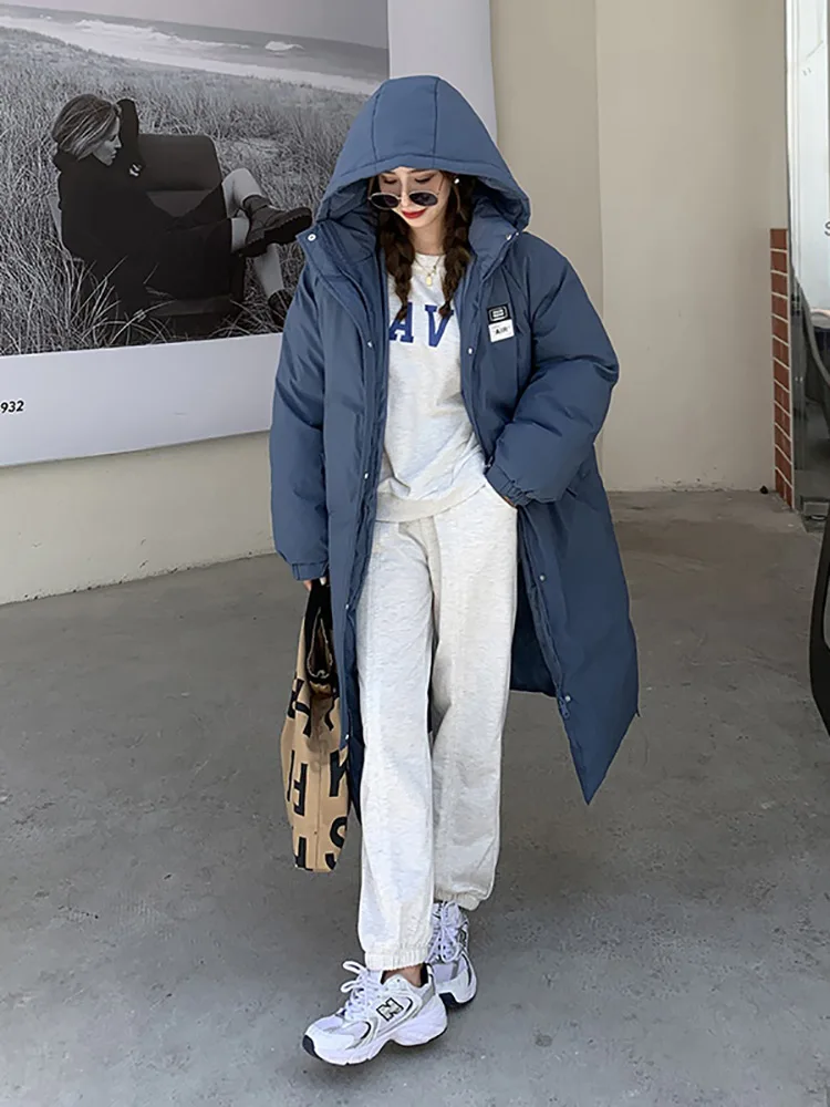 Vielleicht-chaqueta con capucha para mujer, Parka acolchada larga de algodón, abrigo informal de gran tamaño, invierno, 2022