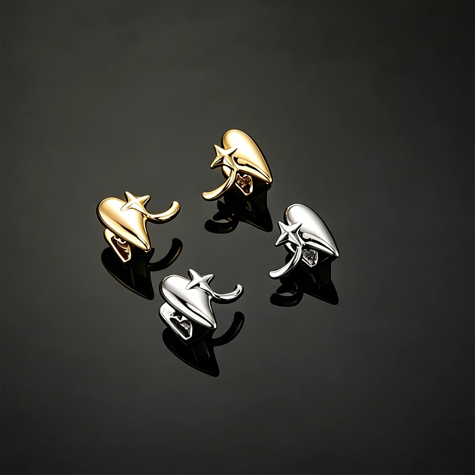 TOPGRILLZ Hip Hop 2pcs Teeth set iced CZ Star Vampire Grillz Top&Bottom shinny Horse Grill Punk Rapper Christmas Gift