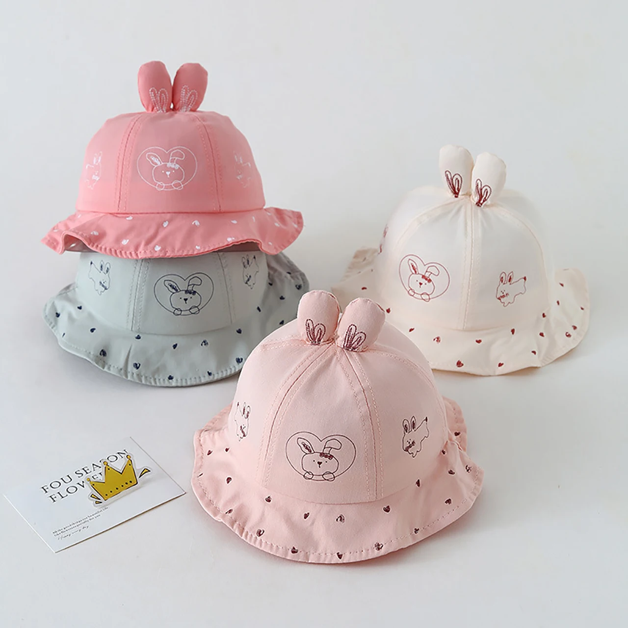 

6-12Month Baby Sunshade Basin Cap Cute Cartoon Fisherman Hat Outdoor UV Protection Bucket Caps Spring Summer Children Sun Hats