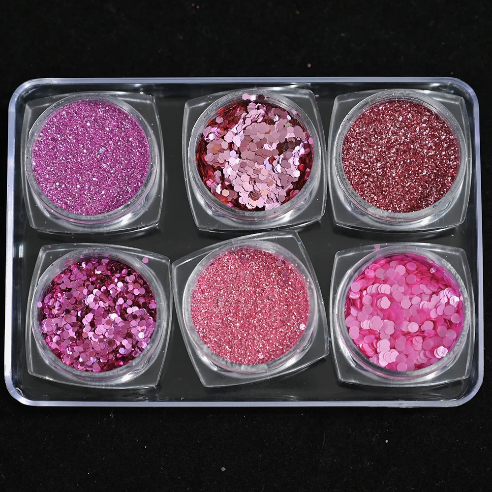 Kit de manucure avec 6 couleurs dégradées, paillettes, aurore, Pigment chromé, poussière, décoration Nail Art, 10 modèles