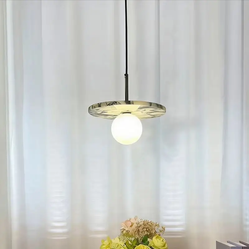 

Modern Minimalist Natural Marble Home Decoration Pendant Lamp Retro Bronze Art Villa Homestay High Luxury Led Room Droplight
