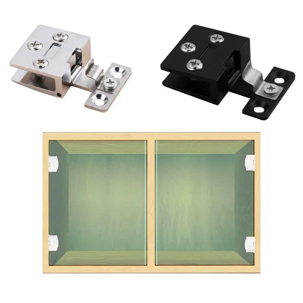 Glass Door Hinge Cupboard Display Cabinet Gate Clamp Punch-free Wine Cabinet Glass Hinge Furniture Hardware Accessories NEW