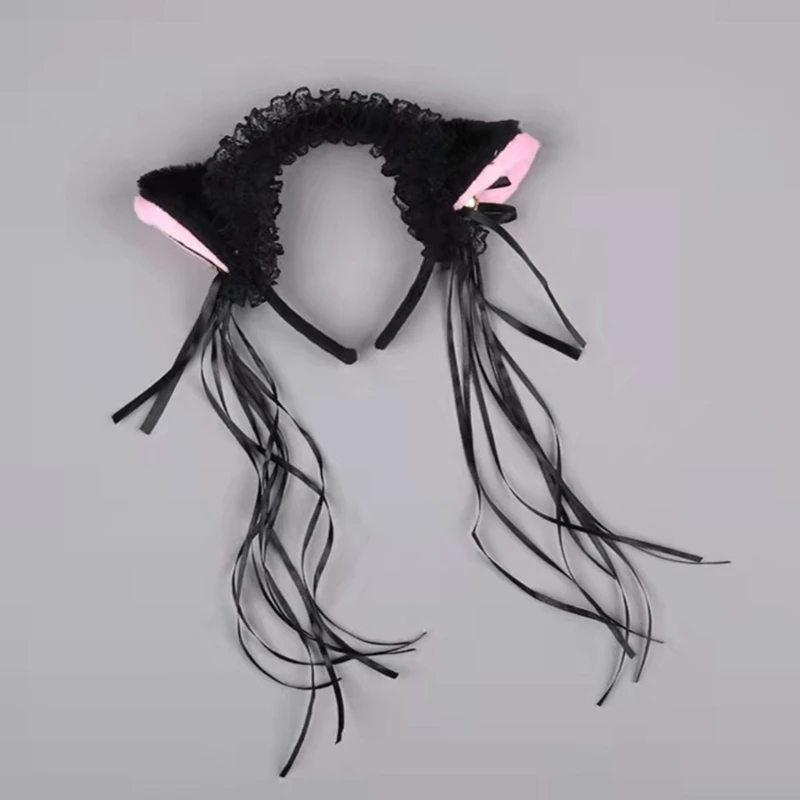 1Set Halloween Cosplay Kattenoor Hoofdband En Choker/Kanten Manchetten/Staart Cosplay Mooie Kostuum Feestaccessoires Voor Volwassenen