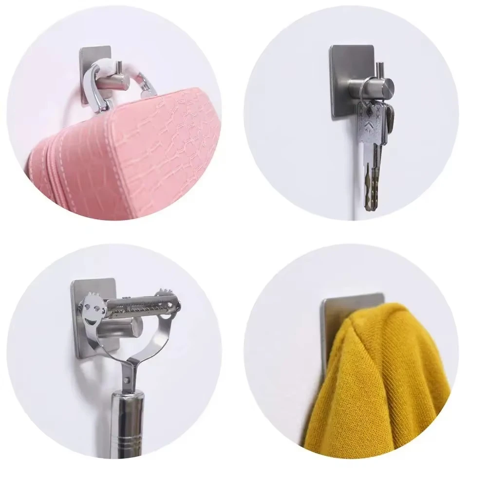Edelstahl 3M Selbstklebende Haken Klebende Wand- und Türhaken Rostfreier Handtuchhalter, Kleider- und Mantelaufhänger – Detail 5