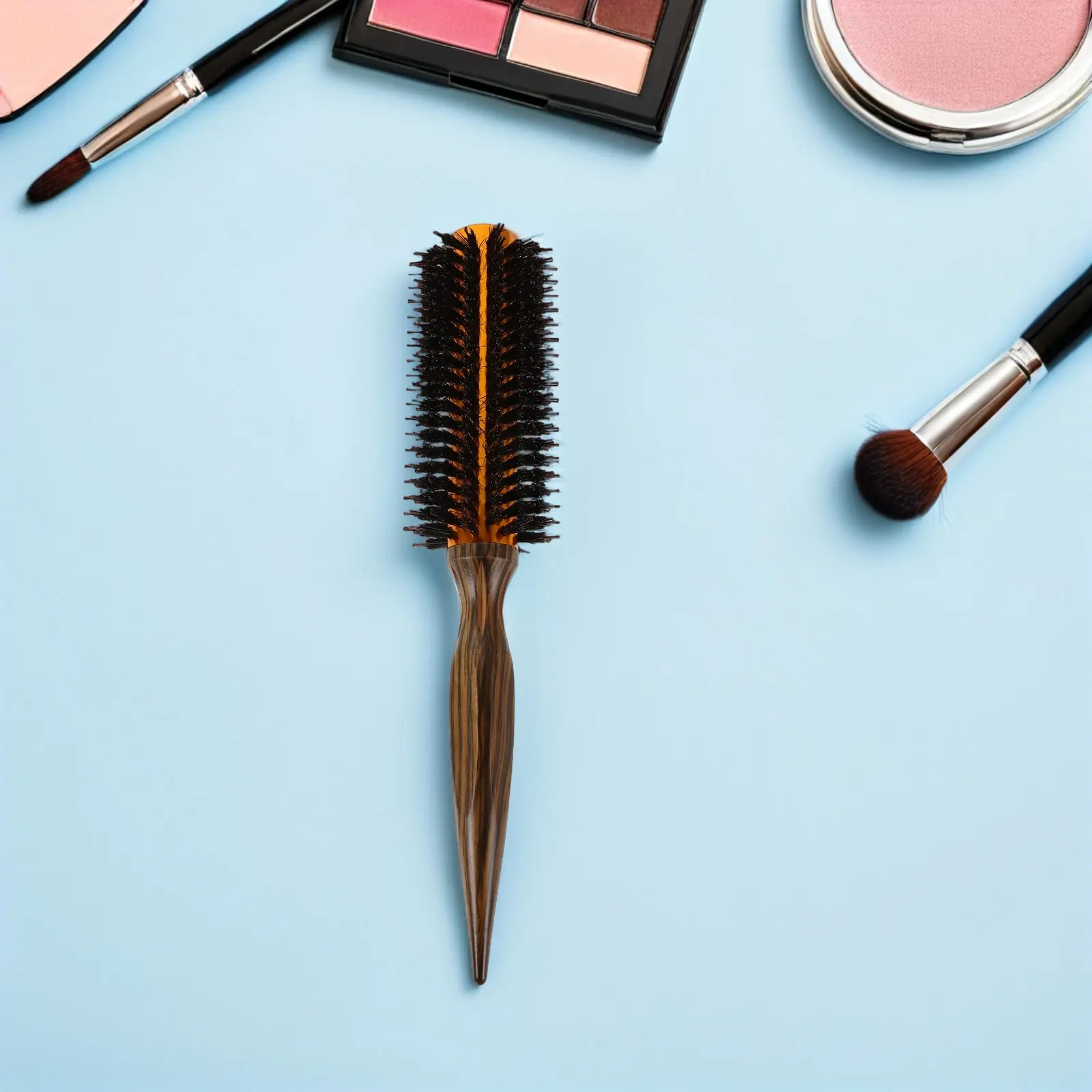 2Pcs High Temperature Curling Brush Stable Boar Bristle Hair Roll Combs Wooden Handle Styling Hair Dryer Brush for Smooth Curls