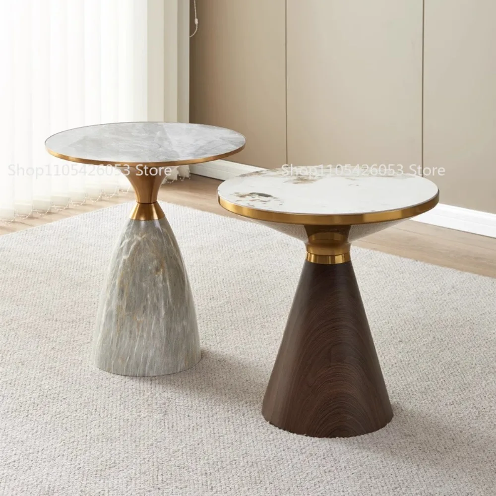 Light luxury thickened rock slab edge few metal simple small coffee table household living room sofa corner few hotel small