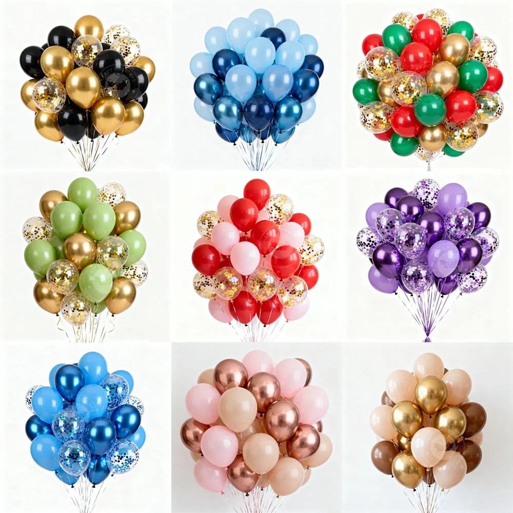 

50Pcs 12inch Metallic Balloons Matte Latex Balloon Gold Purple Confetti Balloons for Birthday Weddings Baby Shower Party Decor