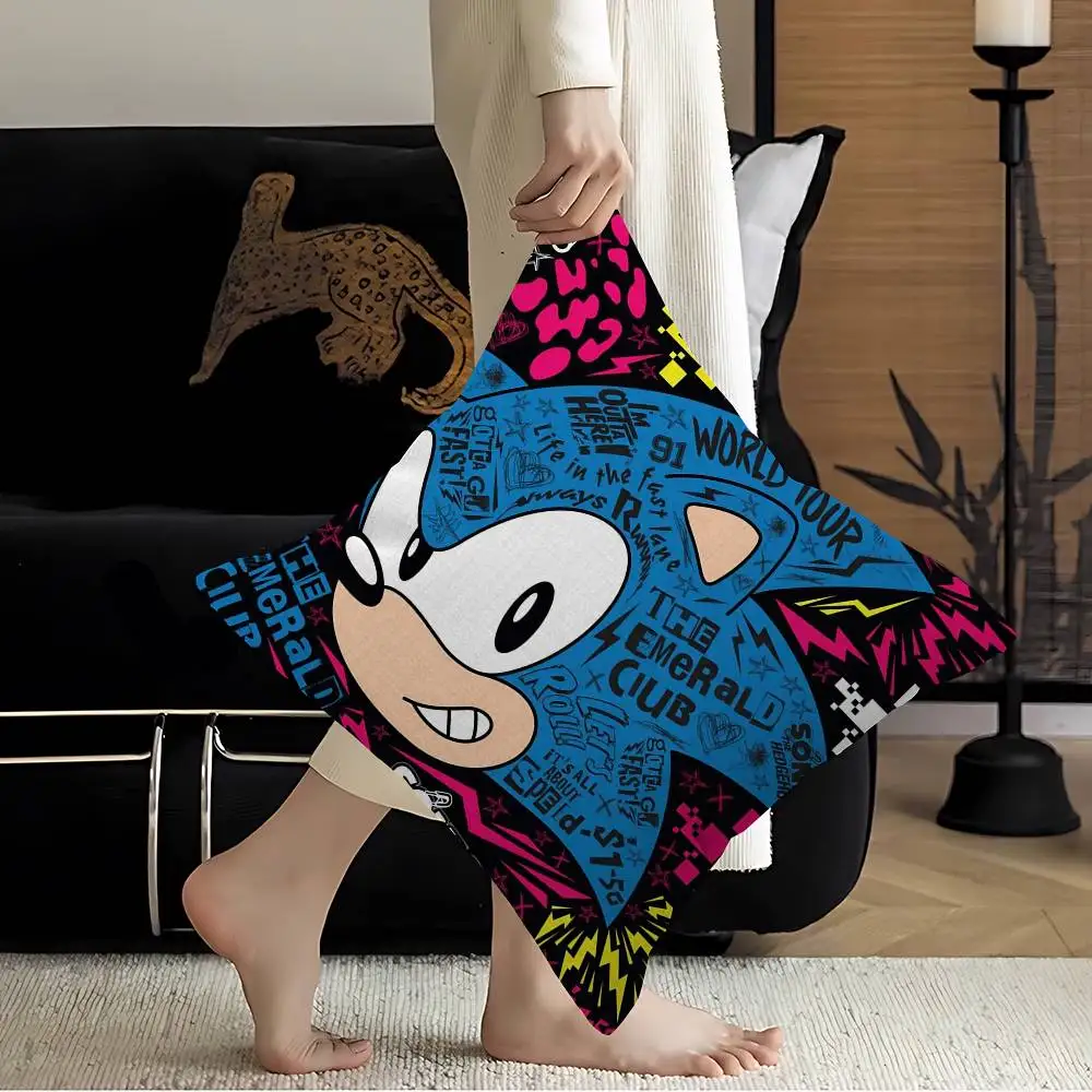 الكرتون S-سونيك وسادة يغطي الكرتون أريكة ديكور المنزل الطباعة على الوجهين قصيرة أفخم لطيف غطاء الوسادة