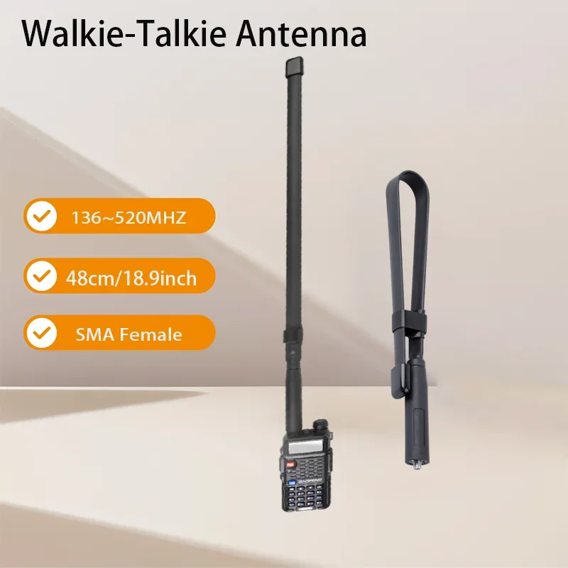 

48cm/18.9inch HF Ham Radio Baofeng Walkie Talkie SMA female Mount Antenna UV -5R 9R 6R UV82 CS Tactical Amateur Radio Antenna