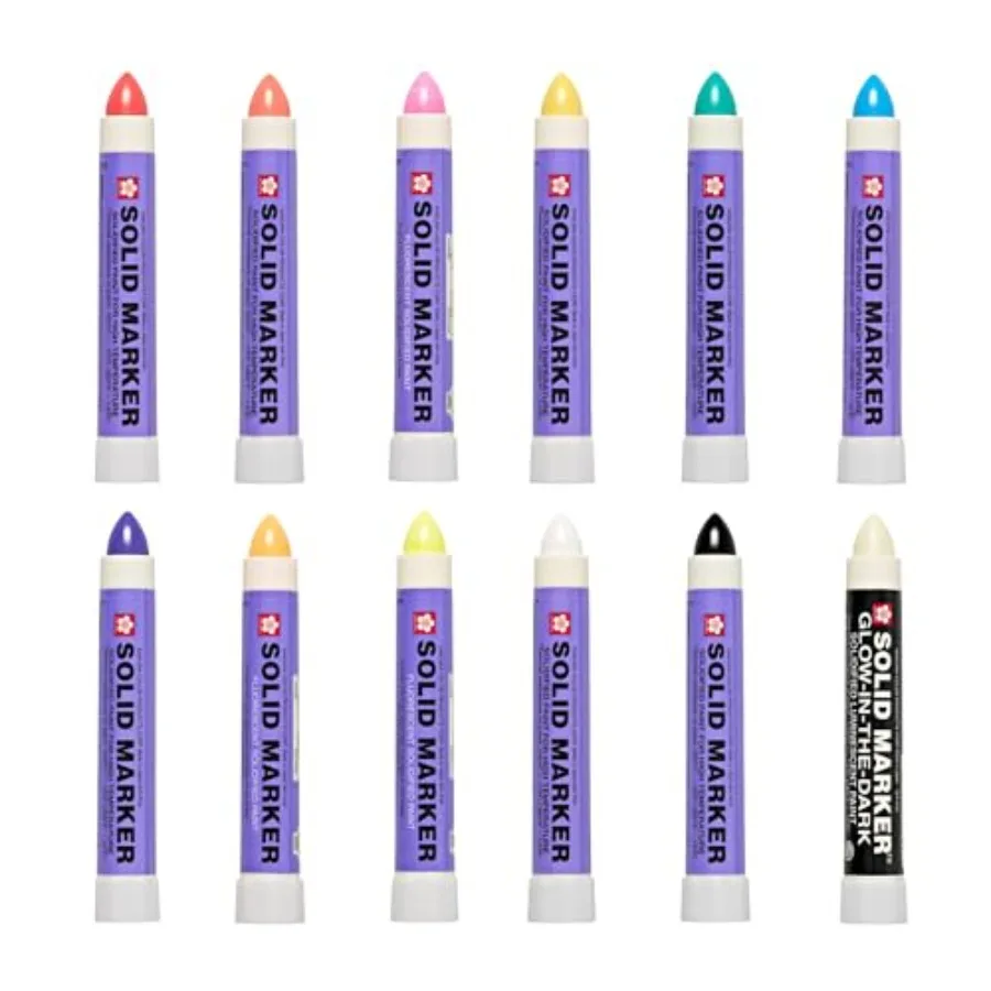 

SAKURA Solid Paint Markers - 11 Permanent and 1 Glow-in-the-Dark Paint Marker Pens - For Window Wood and Glass - Assorted Color