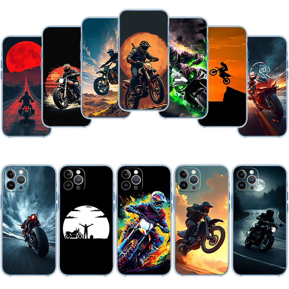 Motorcycle Racing Transparent Phone Case for Motorola G40 G04 G05 One Ace Action  Fusion Plus Hyper Macro Vision Zoom