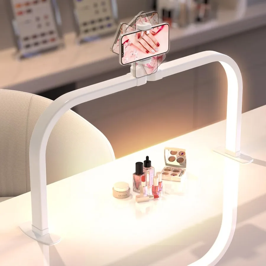 

Upgrade Large Half Moon Light for Nail Desk with Phone Holder for Nail Lamp Arch Moon Light Tech Perfect for Professional Manic