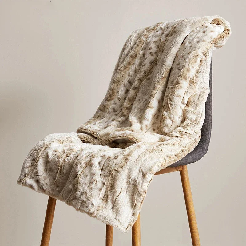 Extra Soft Fuzzy Faux Fur Throw Blanket for Sofa Mink Plush Leopard Throws Comfortable Cozy Warm for Bed and Couch Decoration
