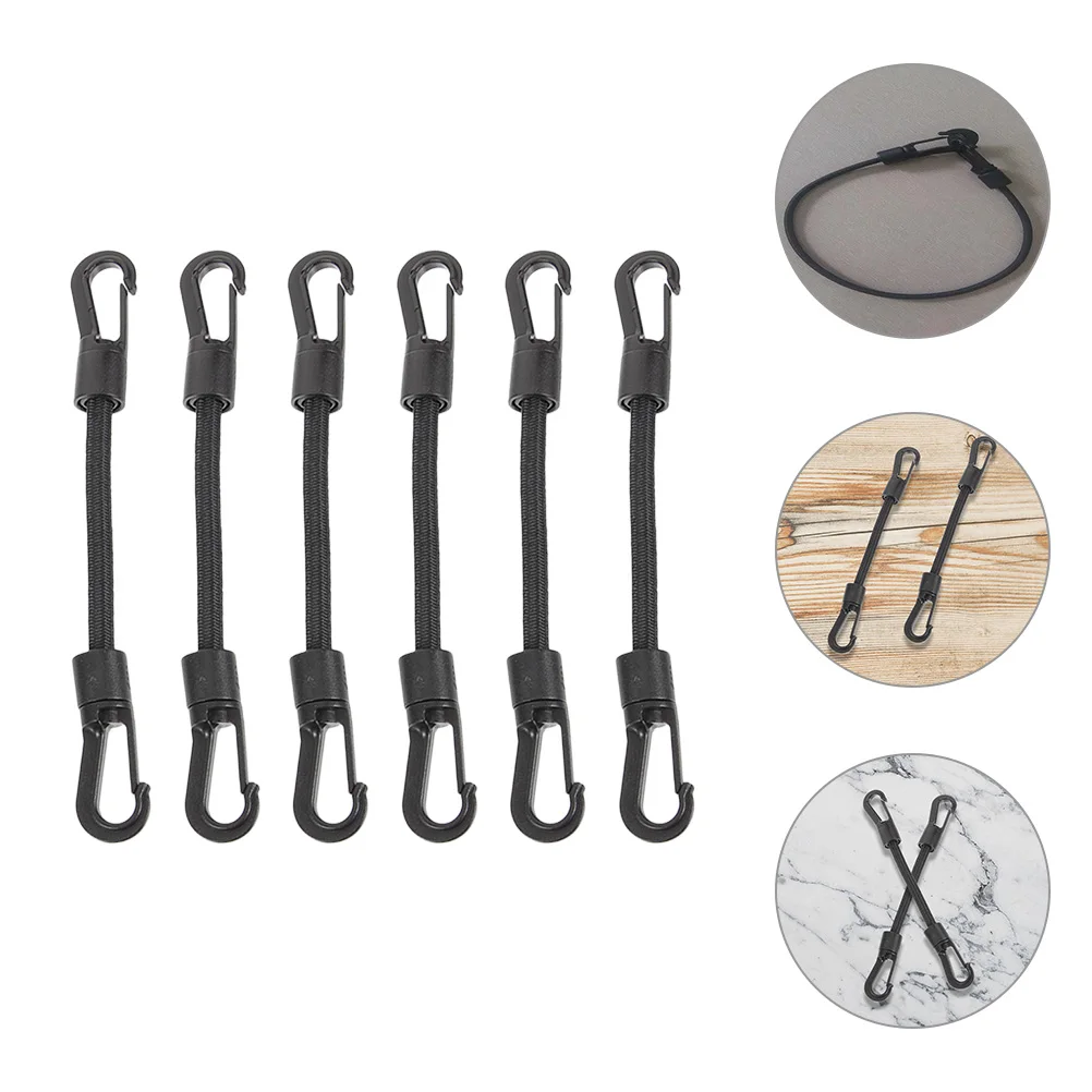 

6 Pcs Elastic String Hook Mountaineering Buckle Spring Rope Bungee Cord Tie down Strap Kayak Small