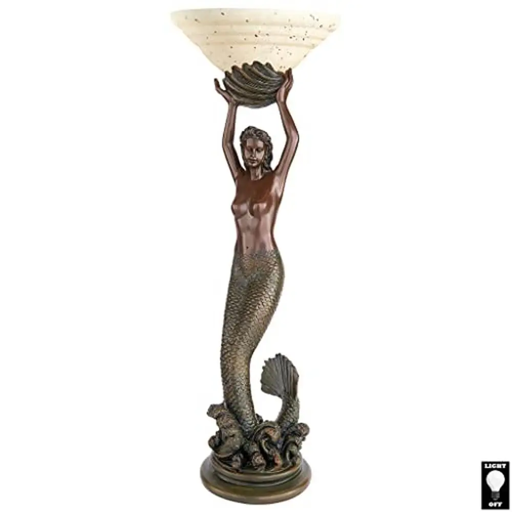 Mermaid Accent Table Lamp Sculpture 13x13x39.5 inches Green Bronze Resin Finish Handcast High Quality Designer Base E26 Medium