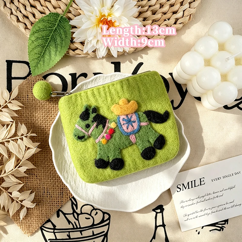 Handgefertigter Wollfilz-Münzbeutel, 3D-Cartoon-Tier-Geldbörse, Damen-Kartenhalter, Niedlicher Mini-Aufbewahrungsbeutel, Entzückende Weihnachtsgeschenke – Detail 9