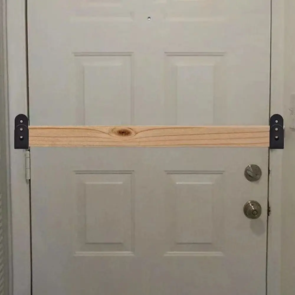 2 قطعة قضيب معدني مفتوح دعم U-قوس أسود المضادة للانزلاق حاجز سلامة الباب دعم انفصال حاجز الباب حماية #2