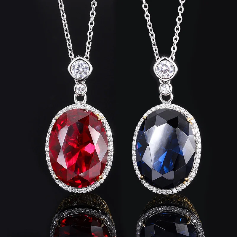 

genuine real brand jewels Autumn and Winter New S925 All-body Silver Imitation Red Blue Treasure Luxury Temperament Large Pigeon