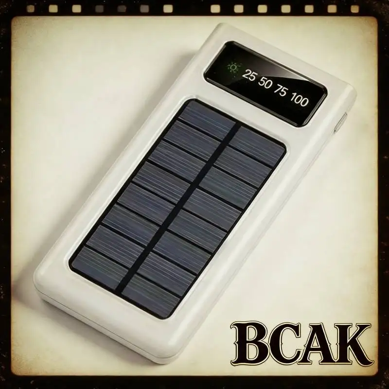 

BCAK Solar Power Bank 200000 300000 500000mAh Built in Cable Ultra Thin Portable Outdoor Camping Mobile Power Supply External