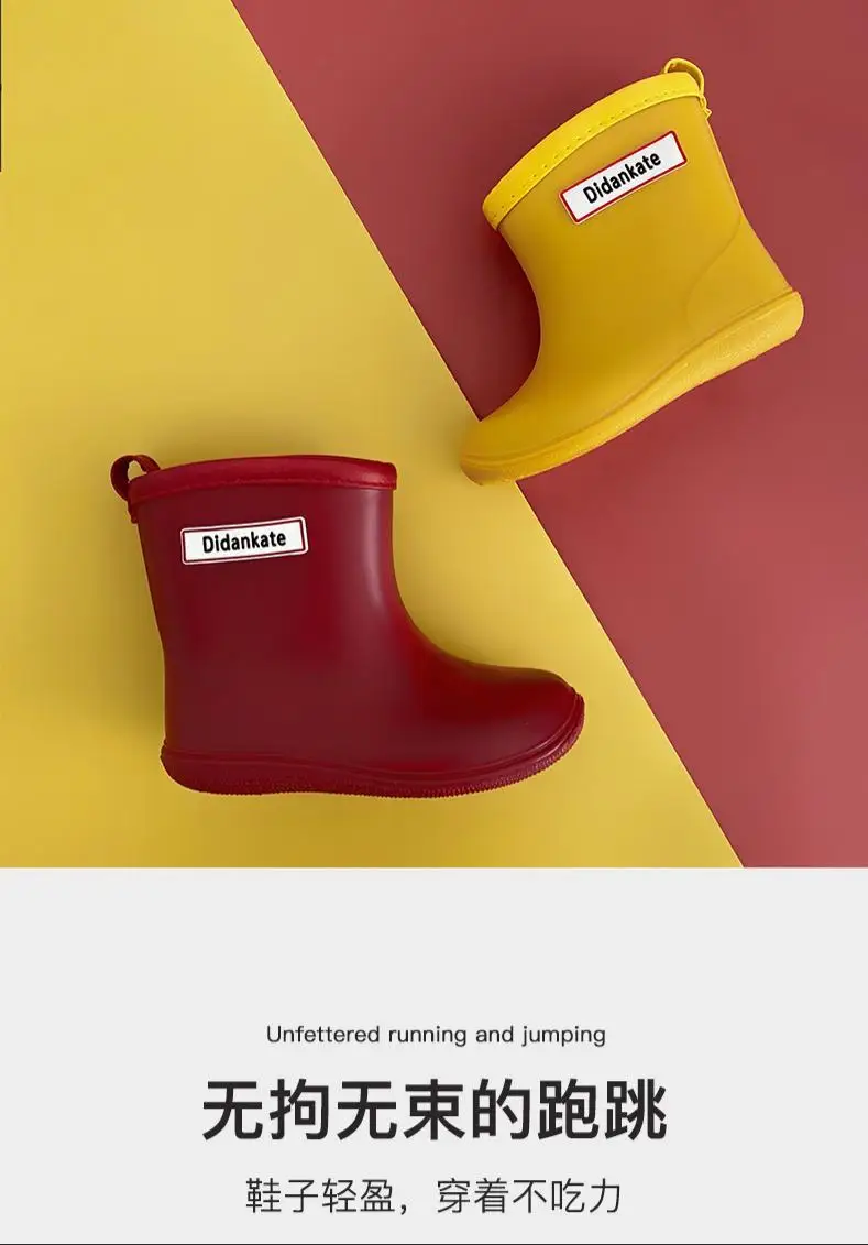 Baby-Kinder-Regenstiefel aus Gummi, knöchelhoch, rutschfest, wasserdicht, für Jungen und Mädchen, knöchelschützend, für den Außenbereich, Freizeit-Wasserschuhe – Detail 6