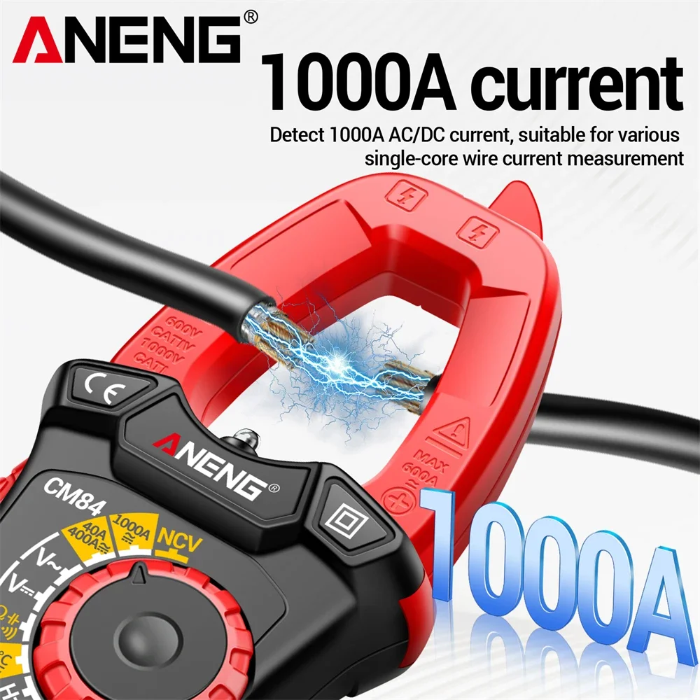 ANENG CM84 Clamp Meter 4000 Count DC/AC Current Voltage Multimeter Contactless High Precision NCV Sensing Hertz Ohm Test Tools