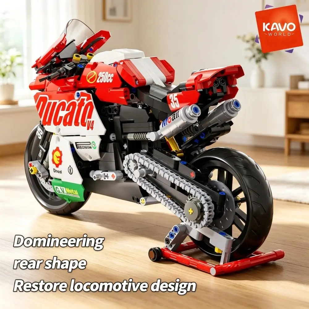 

KAVOWORLD 1:10 Scale Racing Motorcycle Building Block Set Superbike Construction Toy Simulation Suspension Chain Drive Detailed Replica Bricks Kit Collectible Model Home Decor Gift for Adults Teens Motorcycle Enthusiasts Christmas Birthday (883PCS)
